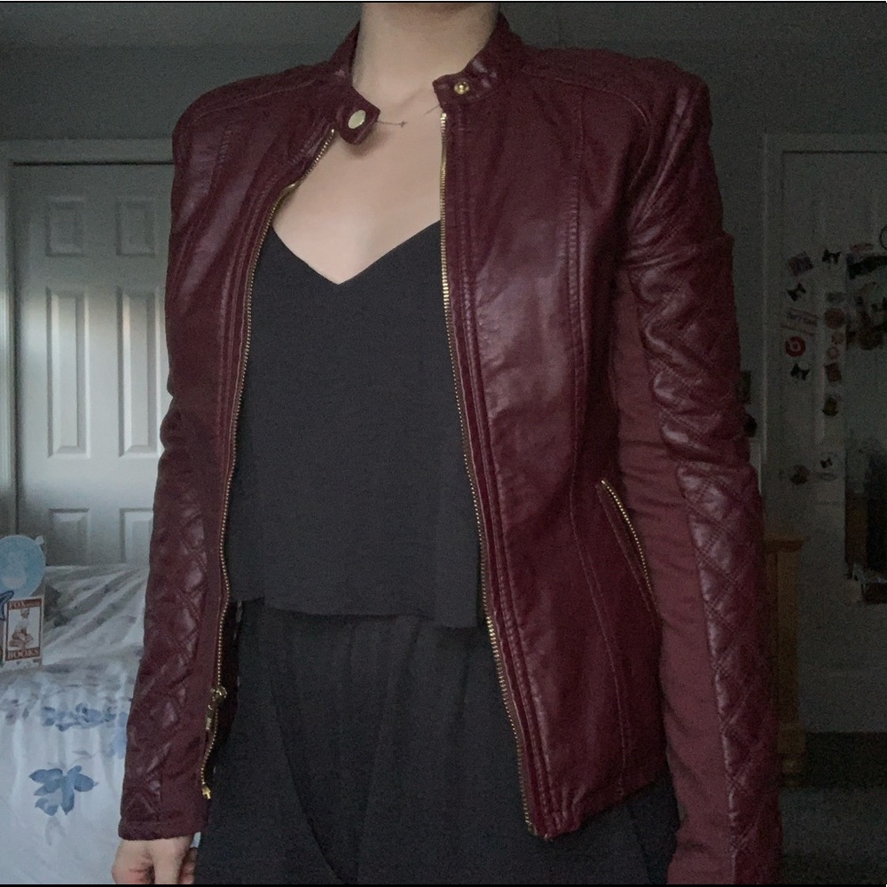 Red Faux Leather Jacket